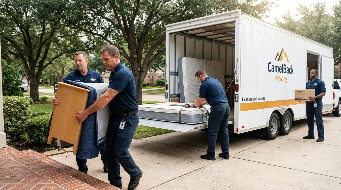 Crew loading residential truck for cross-state move from Manchester, OH