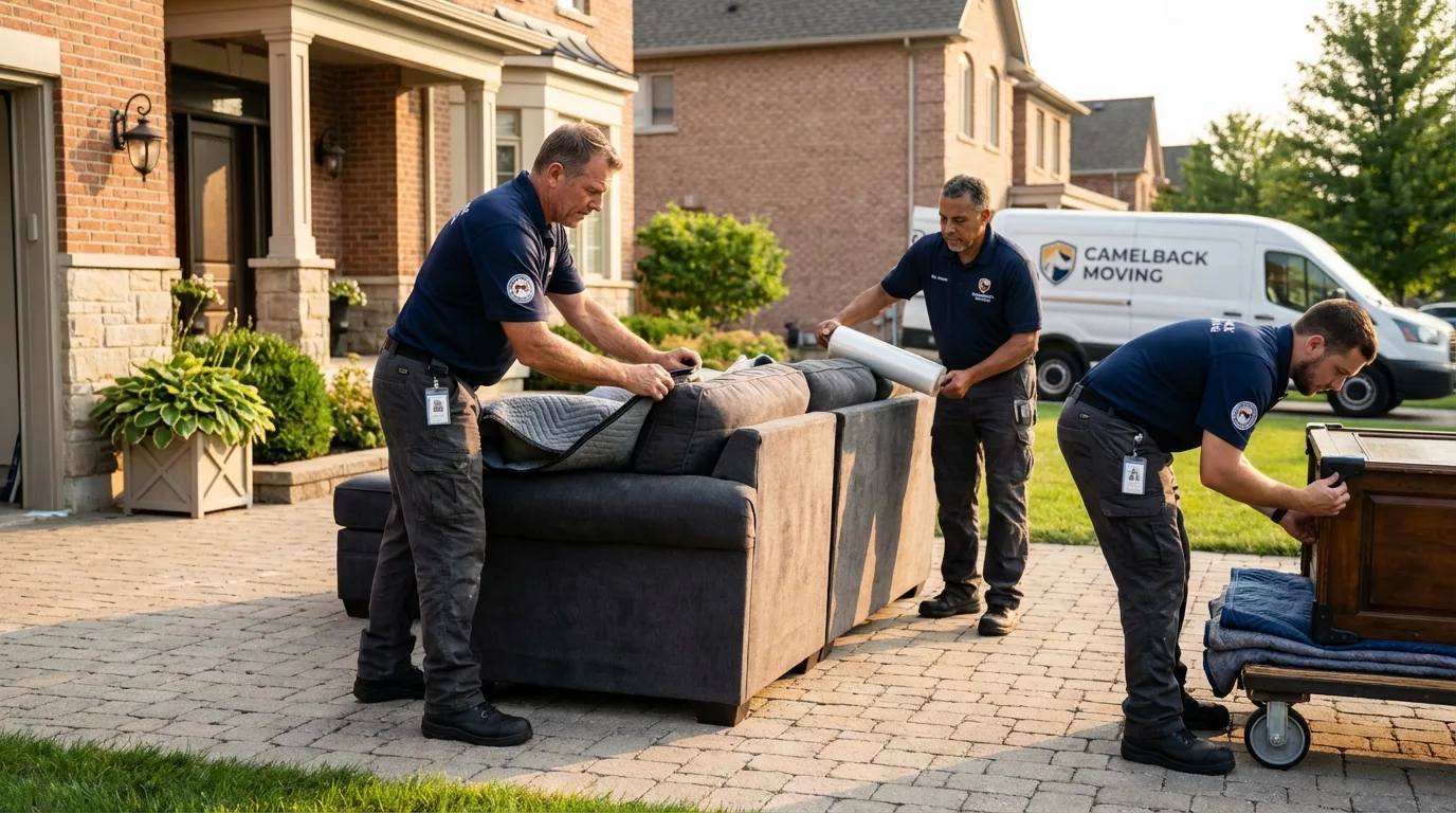 Large estate moving crew wrapping furniture in Manchester, OH