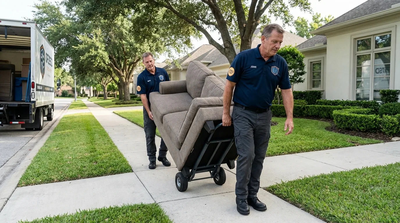 Local residential moving crew loading furniture in Manchester, OH